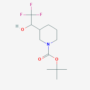 Chemical structure of tert-Butyl 3-(2,2,2-trifluoro-1-hydroxyethyl)piperidine-1-carboxylate