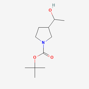 Chemical structure of tert-Butyl 3-(1-hydroxyethyl)pyrrolidine-1-carboxylate