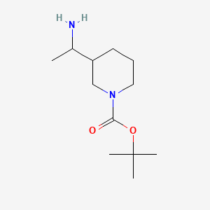 Chemical structure of tert-Butyl 3-(1-aminoethyl)piperidine-1-carboxylate