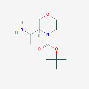 Chemical structure of tert-Butyl 3-(1-aminoethyl)morpholine-4-carboxylate