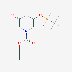 Chemical structure of tert-Butyl 3-((tert-butyldimethylsilyl)oxy)-5-oxopiperidine-1-carboxylate