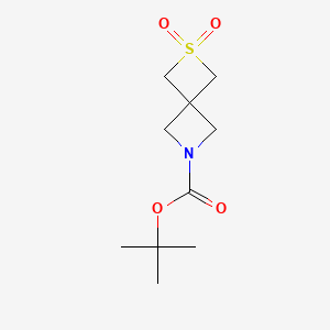 Chemical structure of tert-Butyl 2-thia-6-azaspiro[3.3]heptane-6-carboxylate 2,2-dioxide