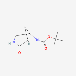 Chemical structure of tert-Butyl 2-oxo-3,6-diazabicyclo[3.1.1]heptane-6-carboxylate