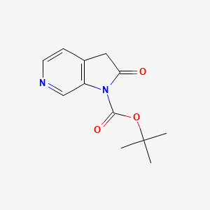 Chemical structure of tert-Butyl 2-oxo-2,3-dihydro-1H-pyrrolo[2,3-c]pyridine-1-carboxylate