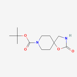 Chemical structure of tert-Butyl 2-oxo-1-oxa-3,8-diazaspiro[4.5]decane-8-carboxylate