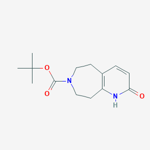 Chemical structure of tert-Butyl 2-hydroxy-8,9-dihydro-5H-pyrido[2,3-d]azepine-7(6H)-carboxylate