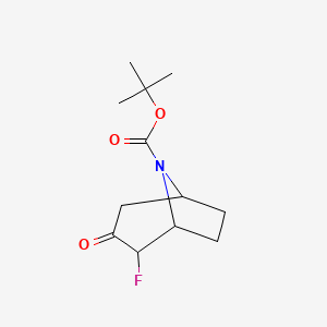 Chemical structure of tert-Butyl 2-fluoro-3-oxo-8-azabicyclo[3.2.1]octane-8-carboxylate