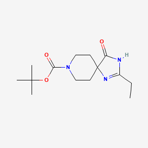 Chemical structure of tert-Butyl 2-ethyl-4-oxo-1,3,8-triazaspiro[4.5]dec-1-ene-8-carboxylate