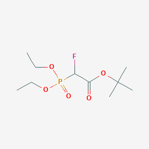 Chemical structure of tert-butyl 2-diethoxyphosphoryl-2-fluoroacetate