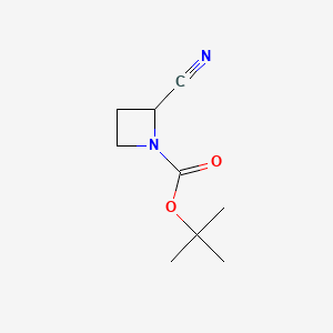 Chemical structure of tert-Butyl 2-cyanoazetidine-1-carboxylate