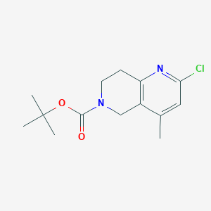 Chemical structure of Tert-Butyl 2-Chloro-4-Methyl-7, 8-Dihydro-1, 6-Naphthyridine-6(5H)-Carboxylate