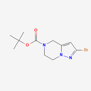 Chemical structure of tert-Butyl 2-bromo-6,7-dihydropyrazolo[1,5-a]pyrazine-5(4H)-carboxylate