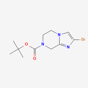 Chemical structure of tert-Butyl 2-bromo-5,6-dihydroimidazo[1,2-a]pyrazine-7(8H)-carboxylate