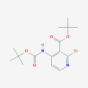 Chemical structure of tert-Butyl 2-bromo-4-((tert-butoxycarbonyl)amino)nicotinate
