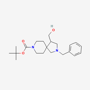 Chemical structure of Tert-Butyl 2-Benzyl-4-(Hydroxymethyl)-2,8-Diazaspiro[4.5]Decane-8-Carboxylate