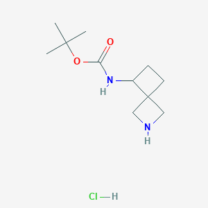 Chemical structure of TERT-BUTYL 2-AZASPIRO[3.3]HEPTAN-5-YLCARBAMATE HYDROCHLORIDE