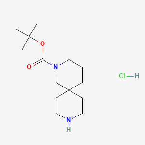 Chemical structure of tert-Butyl 2,9-diazaspiro[5.5]undecane-2-carboxylate hydrochloride