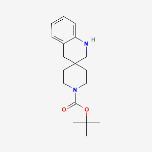 Chemical structure of tert-Butyl 2',4'-dihydro-1'H-spiro[piperidine-4,3'-quinoline]-1-carboxylate