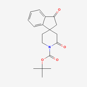 Chemical structure of Tert-Butyl 2,3-Dioxo-2,3-Dihydrospiro[Indene-1,4-Piperidine]-1-Carboxylate