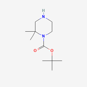 Chemical structure of tert-Butyl 2,2-dimethylpiperazine-1-carboxylate