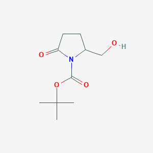 Chemical structure of tert-Butyl 2-(hydroxymethyl)-5-oxopyrrolidine-1-carboxylate
