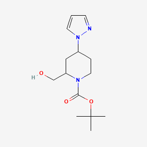Chemical structure of tert-Butyl 2-(hydroxymethyl)-4-(1H-pyrazol-1-yl)piperidine-1-carboxylate
