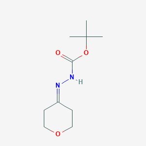Chemical structure of tert-Butyl 2-(dihydro-2H-pyran-4(3H)-ylidene)hydrazinecarboxylate