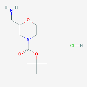 Chemical structure of tert-Butyl 2-(aminomethyl)morpholine-4-carboxylate hydrochloride