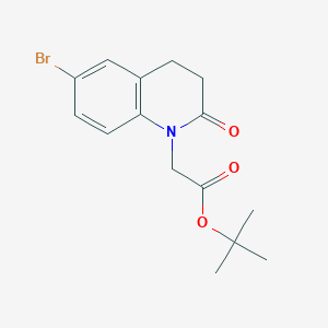 Chemical structure of tert-Butyl 2-(6-bromo-2-oxo-3,4-dihydroquinolin-1(2H)-yl)acetate