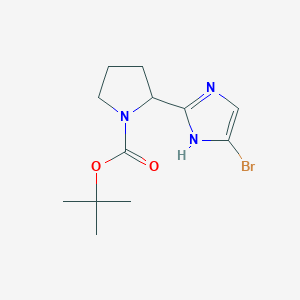 Chemical structure of tert-Butyl 2-(5-bromo-1H-imidazol-2-yl)pyrrolidine-1-carboxylate