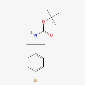 Chemical structure of tert-Butyl 2-(4-bromophenyl)propan-2-ylcarbamate