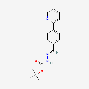 Chemical structure of tert-Butyl 2-(4-(pyridin-2-yl)benzylidene)hydrazinecarboxylate