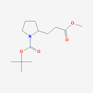Chemical structure of tert-butyl 2-(3-methoxy-3-oxopropyl)pyrrolidine-1-carboxylate