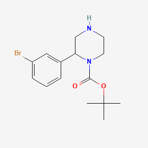 Chemical structure of tert-Butyl 2-(3-bromophenyl)piperazine-1-carboxylate