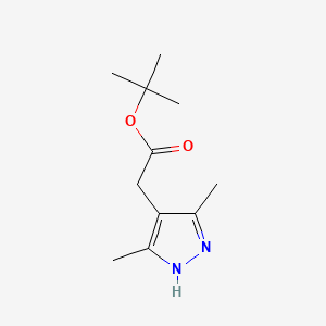 Chemical structure of tert-Butyl 2-(3,5-dimethyl-1H-pyrazol-4-yl)acetate