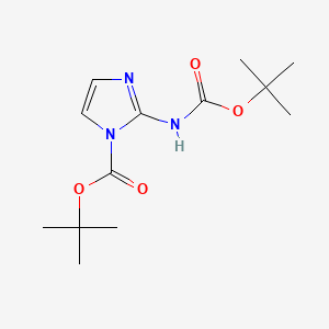 Chemical structure of tert-Butyl 2-((tert-butoxycarbonyl)amino)-1H-imidazole-1-carboxylate