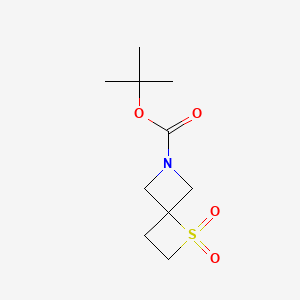 Chemical structure of tert-Butyl 1-thia-6-azaspiro[3.3]heptane-6-carboxylate 1,1-dioxide