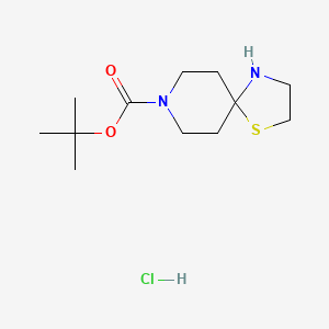 Chemical structure of tert-Butyl 1-thia-4,8-diazaspiro[4.5]decane-8-carboxylate hydrochloride