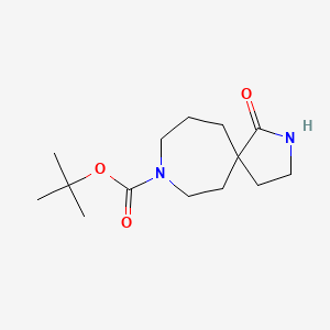Chemical structure of tert-Butyl 1-oxo-2,8-diazaspiro[4.6]undecane-8-carboxylate