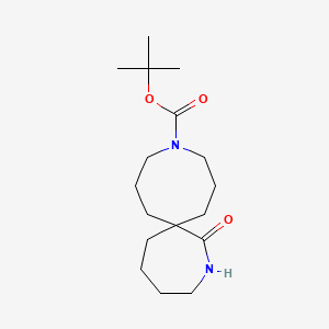 Chemical structure of tert-Butyl 1-oxo-2,11-diazaspiro[6.7]tetradecane-11-carboxylate