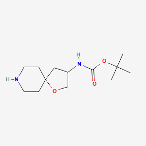 Chemical structure of tert-butyl 1-oxa-8-azaspiro[4.5]dec-3-ylcarbamate