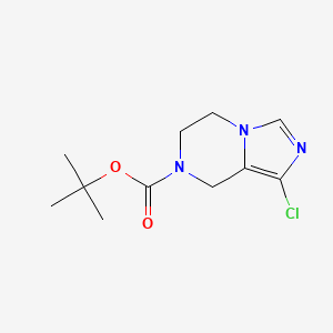 Chemical structure of tert-Butyl 1-chloro-5,6-dihydroimidazo[1,5-a]pyrazine-7(8H)-carboxylate