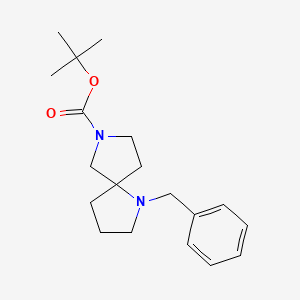 Chemical structure of tert-Butyl 1-benzyl-1,7-diazaspiro[4.4]nonane-7-carboxylate