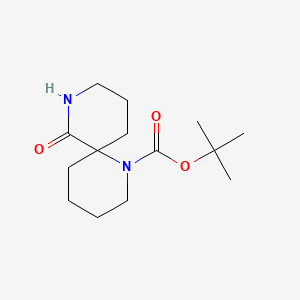 Chemical structure of tert-Butyl 11-oxo-5,10-diazaspiro[5.5]undecane-5-carboxylate