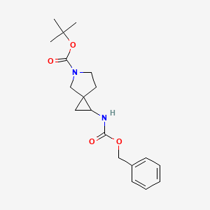 Chemical structure of tert-Butyl 1-{[(benzyloxy)carbonyl]amino}-5-azaspiro[2.4]heptane-5-carboxylate
