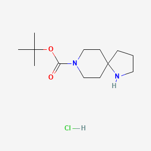 Chemical structure of tert-Butyl 1,8-diazaspiro[4.5]decane-8-carboxylate hcl