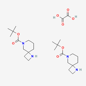 Chemical structure of tert-Butyl 1,6-diazaspiro[3.5]nonane-6-carboxylate oxalate(2:1)