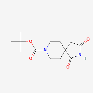 Chemical structure of tert-Butyl 1,3-dioxo-2,8-diazaspiro[4.5]decane-8-carboxylate
