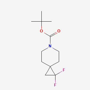 Chemical structure of tert-butyl 1,1-difluoro-6-azaspiro[2.5]octane-6-carboxylate