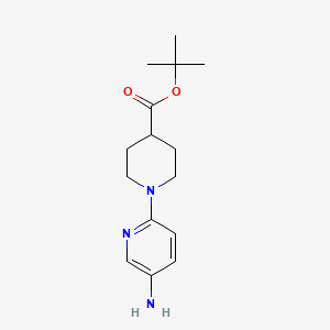 Chemical structure of tert-Butyl 1-(5-aminopyridin-2-yl)piperidine-4-carboxylate